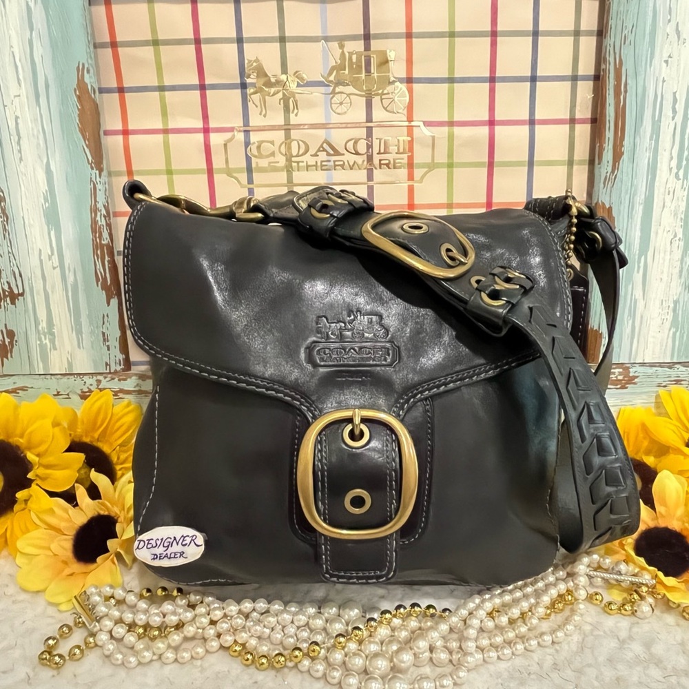 COACH Bleecker Leather Shoulder Bag Black 11419 GUC